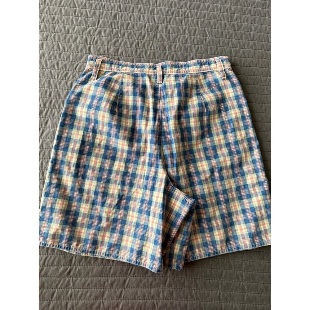 Vintage Liz Claiborne Lizwear Plaid Skort Blue Orange Cotton Button Front Size 8 - Picture 7 of 7